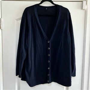 Talbots Navy Blue 3X V-Neck Button Front Cardigan Sweater Cotton Blend Classic